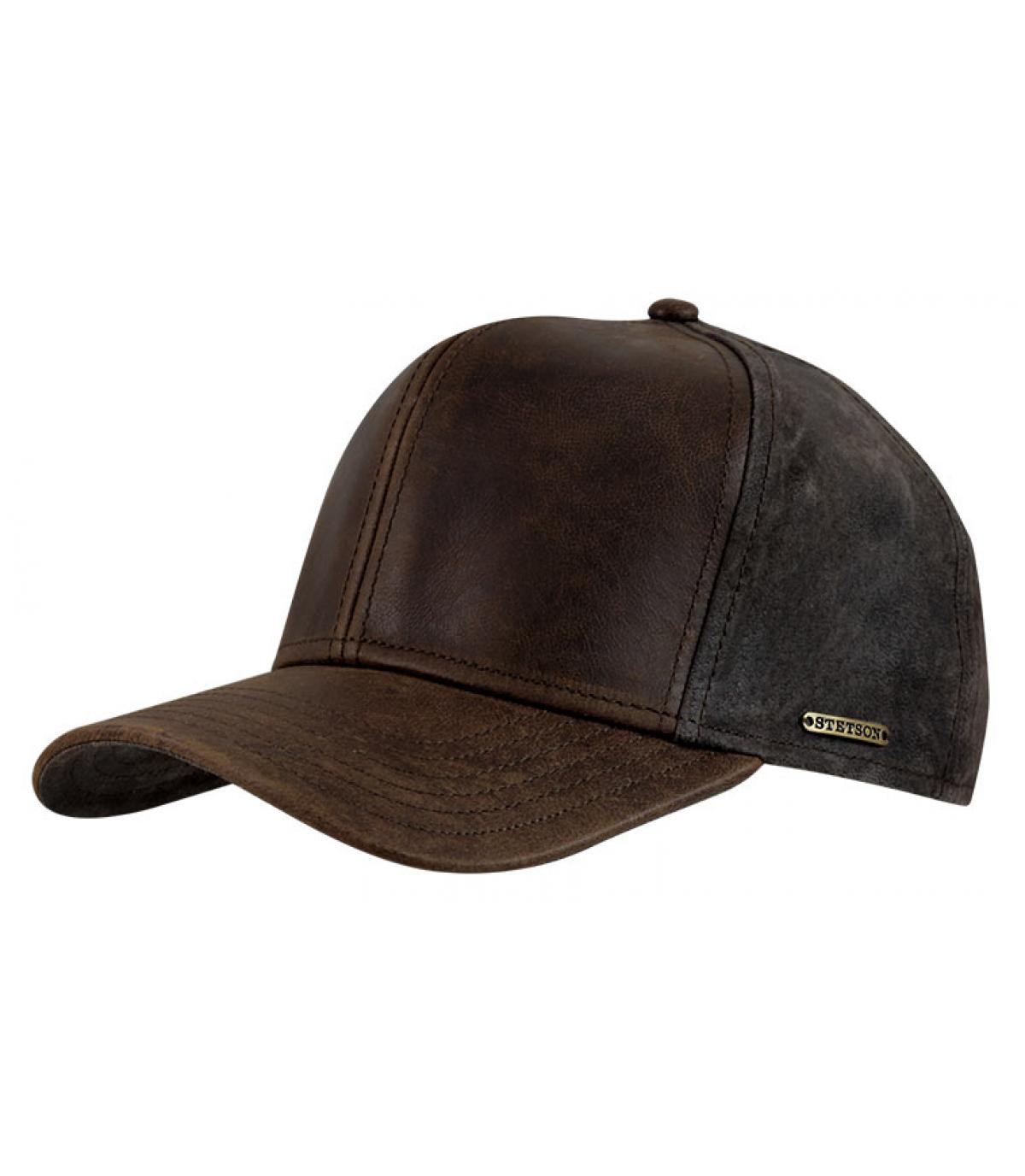 Leather campbell cap Campbell leren brown